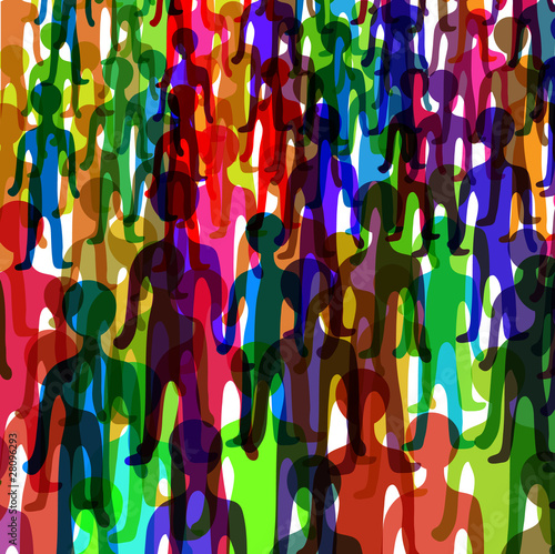 Multiple colorful crowd of people