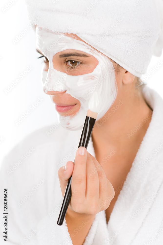 Teenager problem skin care - woman facial mask Teenager problem skin care - woman facial mask