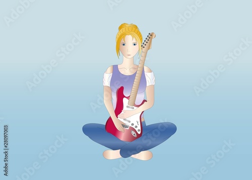 blonde girl with her first love ( background on separate layer )