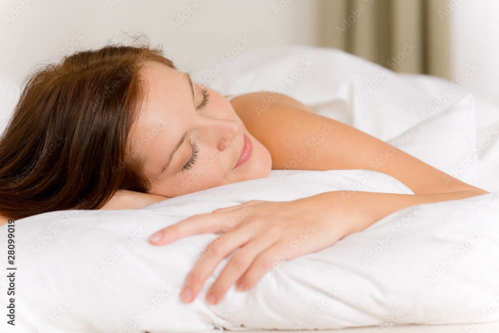 Bedroom - young woman sleeping Bedroom - young woman sleeping