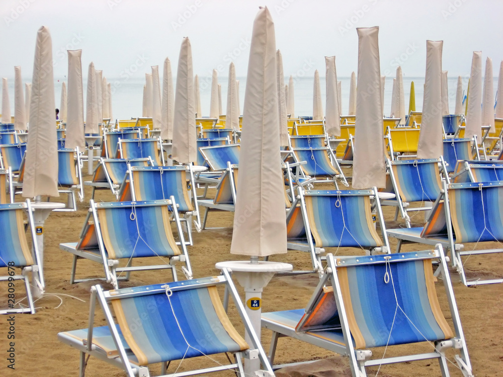 chairs and beach beds closed waiting for tourists chairs and beach beds closed waiting for tourists