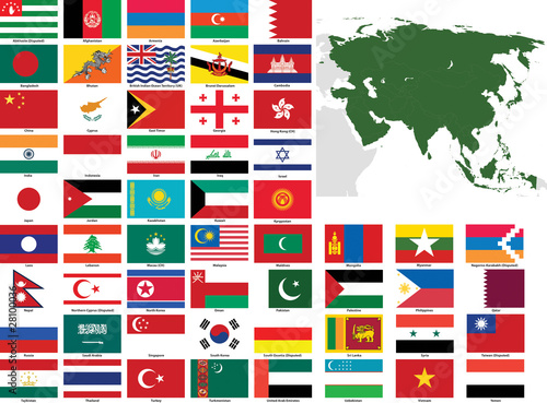 Asia Vector Flags and Maps