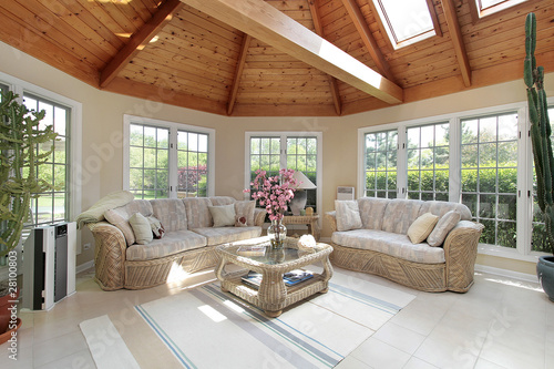 Schilderij op canvas Sunroom in luxury home