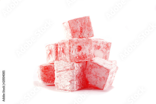 Obraz na płótnie Sweet pieces of turkish delight on white background w salonie