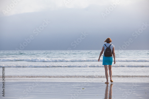Woman on the Lanzada Beach in Spain