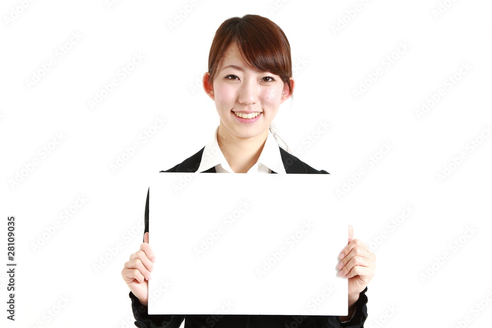 buisiness woman with message board buisiness woman with message board
