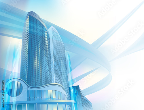 Business background with modern city buildings