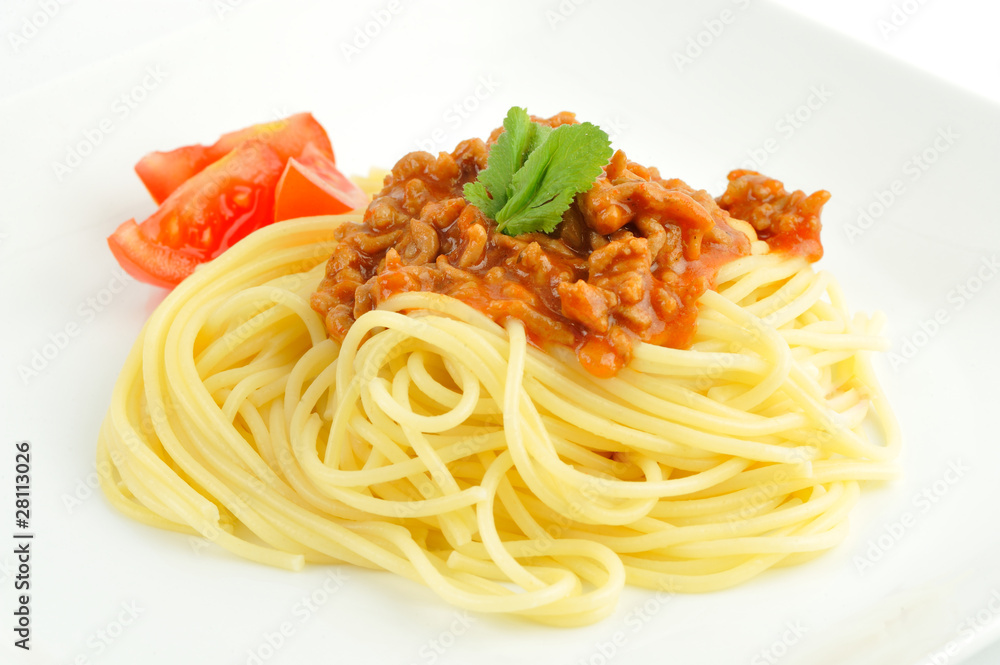 Spagetti mit Bolognese Sauce und Tomaten