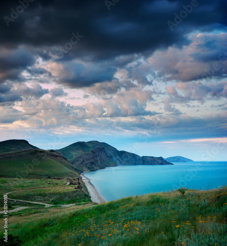 Summer landscape with the sea and mountains