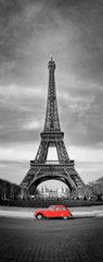 Papier peint photo Rouge, noir, blanc Paris vintage avec Tour Eiffel  © Production Perig