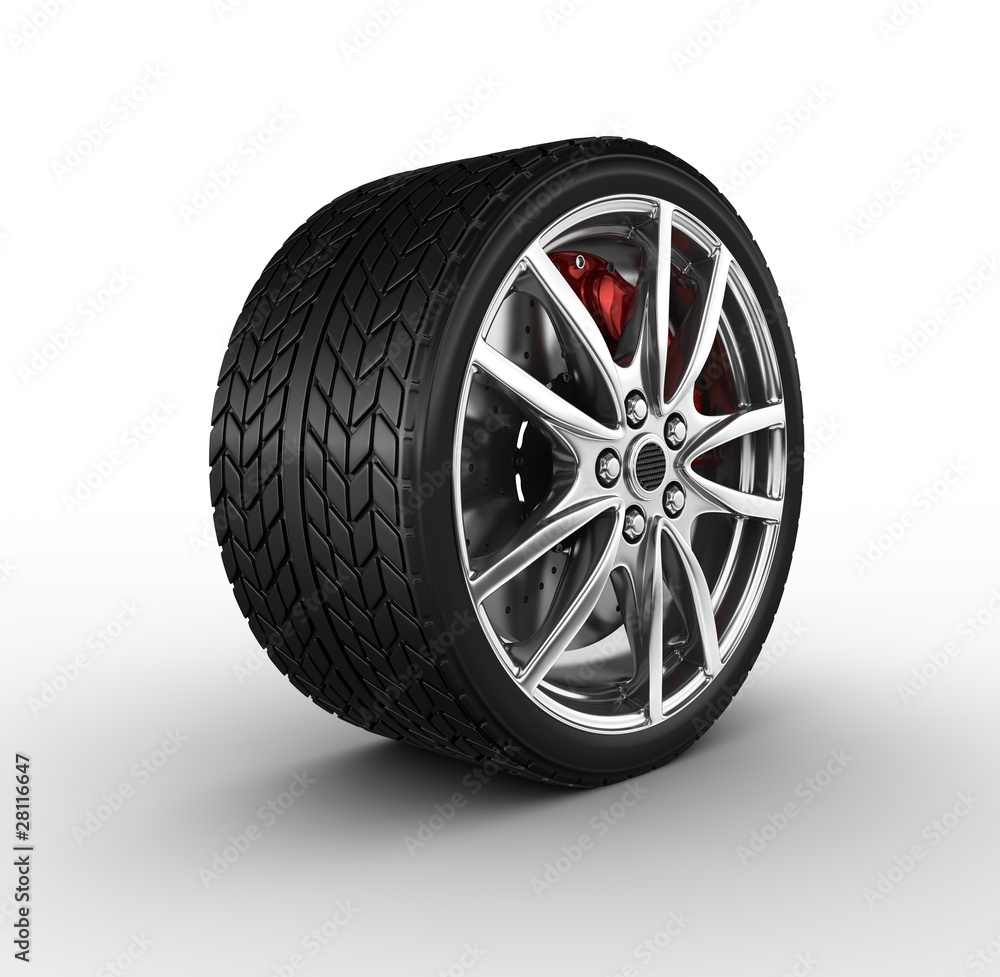 Obraz premium Tire and alloy wheel - 3d render