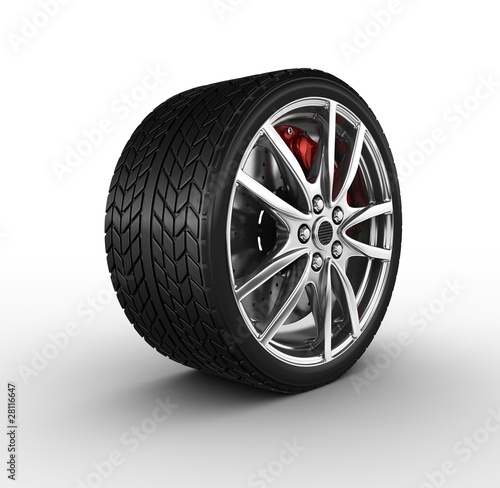 Tire and alloy wheel - 3d render photo