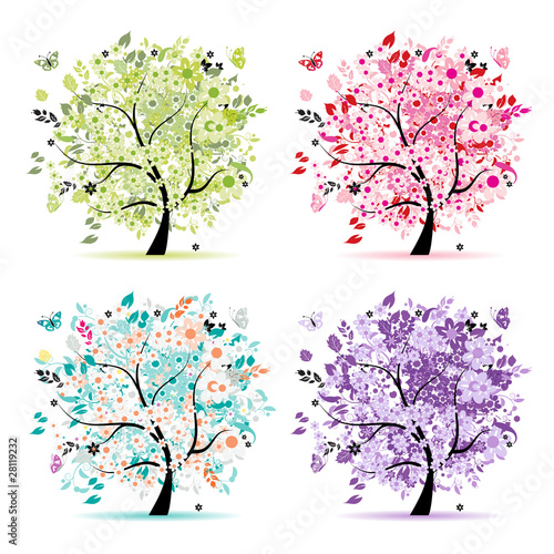 Set of floral trees beautiful for your design