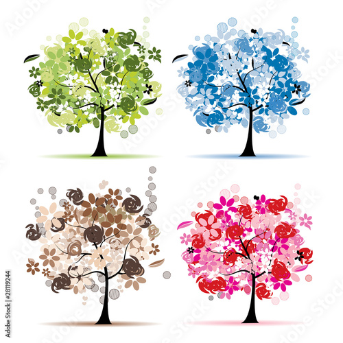 Set of floral trees beautiful for your design