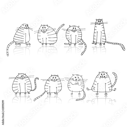 Funny striped cats silhouette for your design