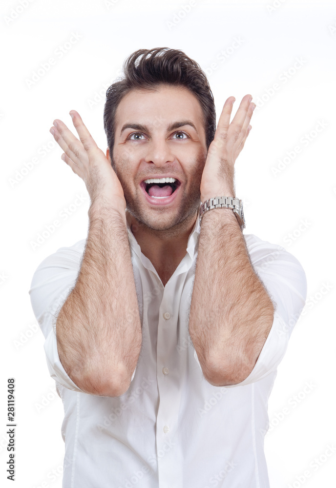 surrprised man smiling surrprised man smiling