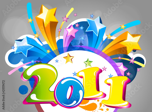 new year abstract 2011 with colorful design. Vector illustration