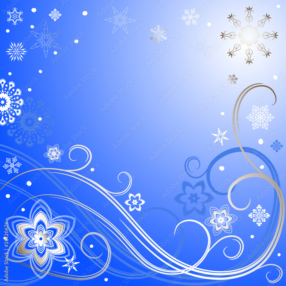 Blue-silvery christmas frame