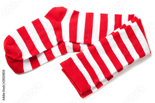 red and white striped thigh highs.