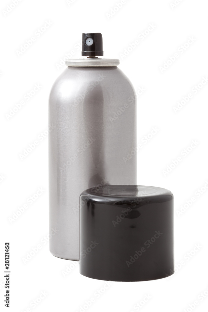 Studio shot of spray can isolated on white with cap Studio shot of spray can isolated on white with cap