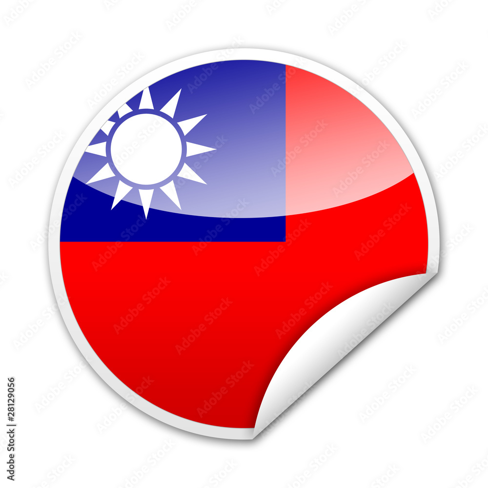 Pegatina bandera Taiwan con reborde Pegatina bandera Taiwan con reborde