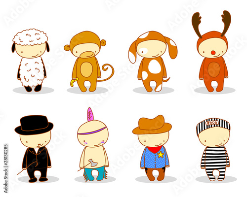 Cute kids in different costumes