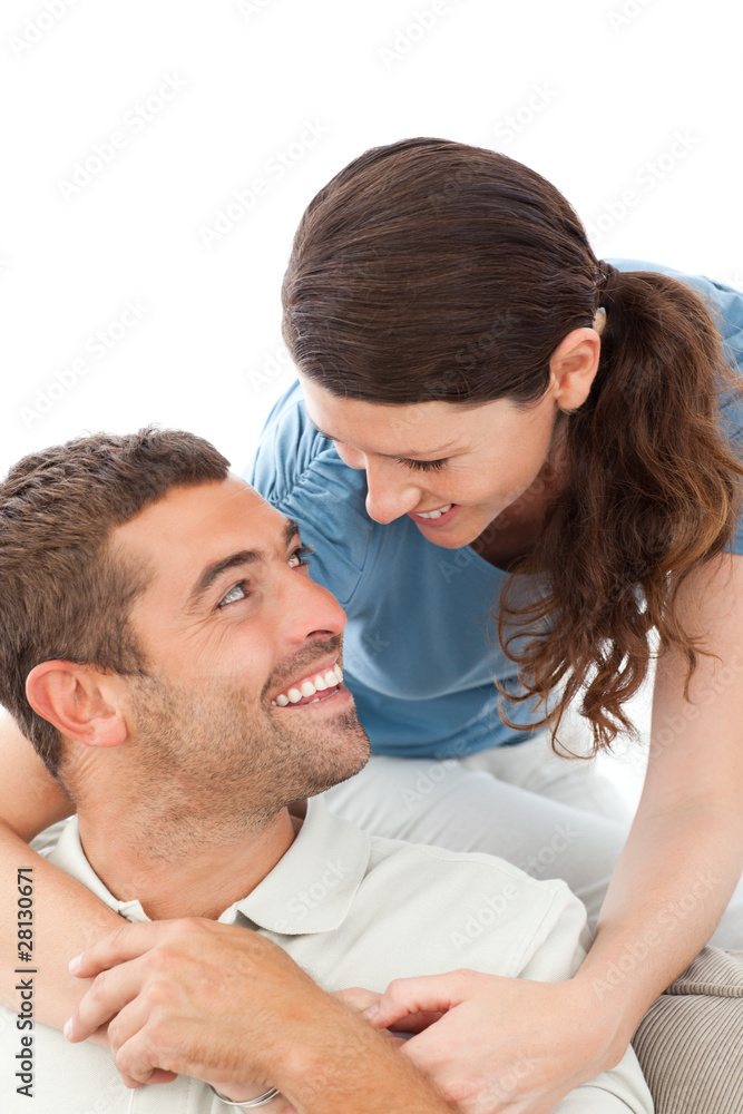 Portrait of a happy couple relaxing together Portrait of a happy couple relaxing together