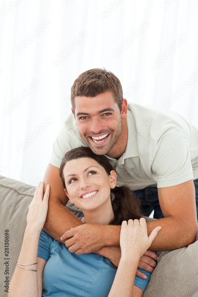 Portrait of an affectionate man with his girlfriend at home Portrait of an affectionate man with his girlfriend at home