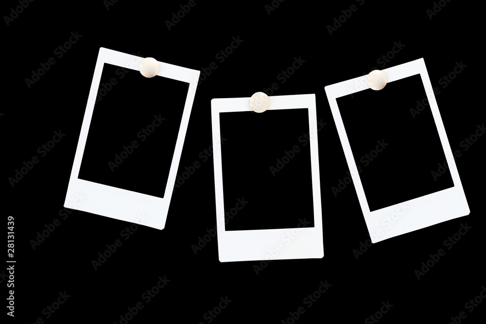 isolated blank instant photo frames on black background isolated blank instant photo frames on black background
