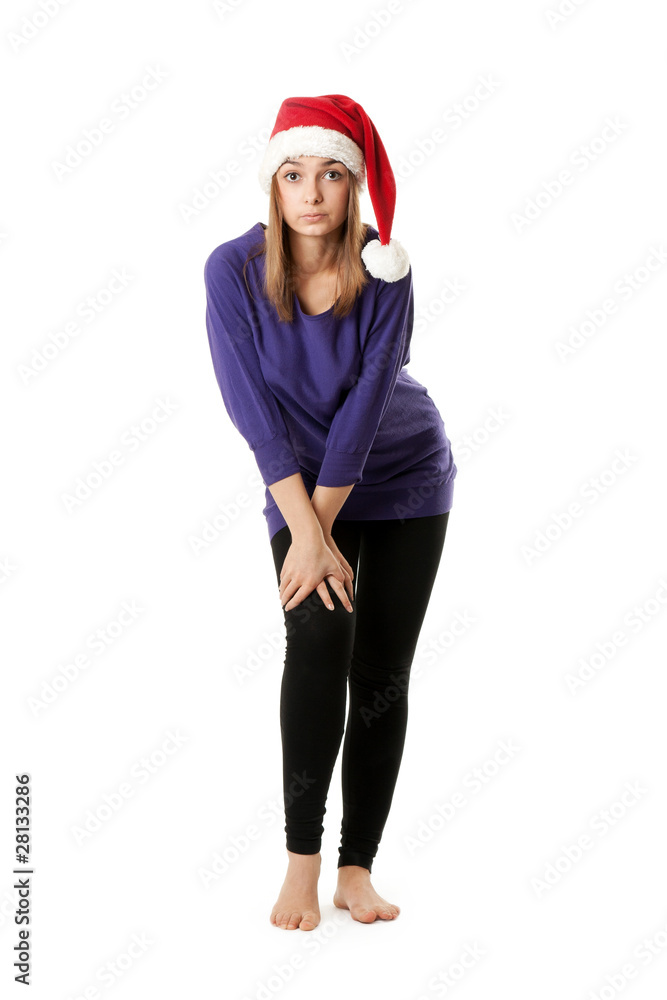 Beautiful girl in red Santa hat Beautiful girl in red Santa hat