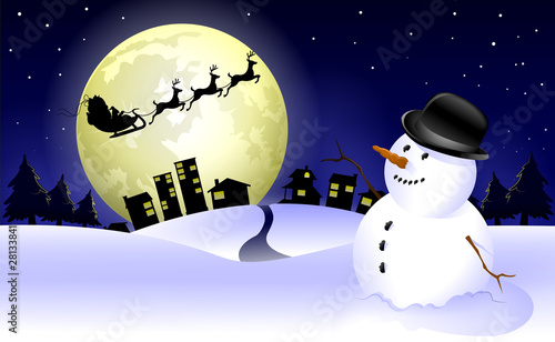 Santa's sleigh and snowman