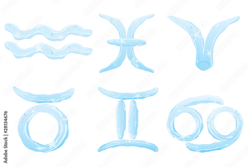 Fototapeta premium Set of ice zodiac signs