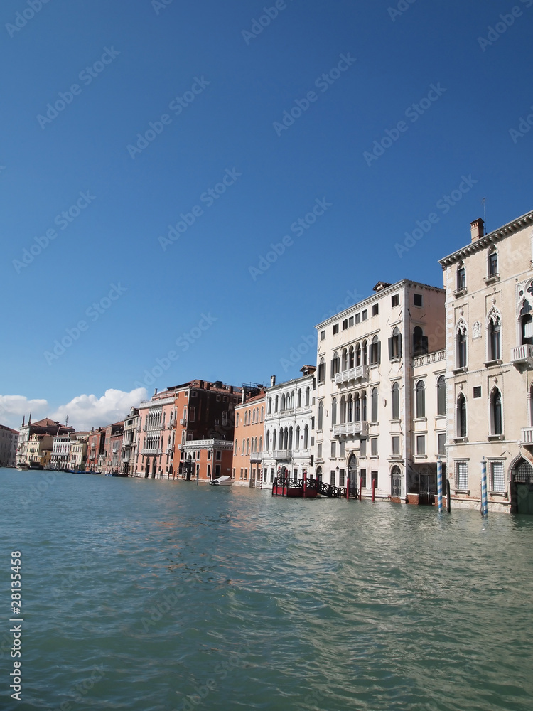The Grand Canal with blue sky in Venice Italy