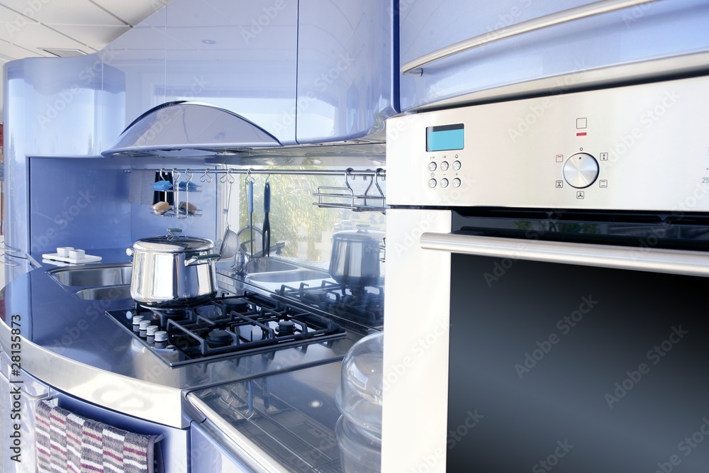 Blue silver kitchen modern architecture decoration Blue silver kitchen modern architecture decoration