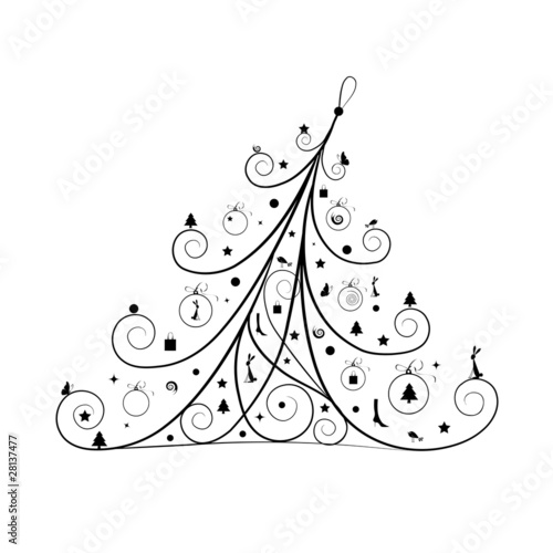 Christmas tree decoration, silhouette for your design