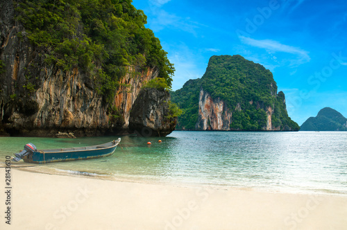 A long tail boat by the beach in Thailand © 3532studio