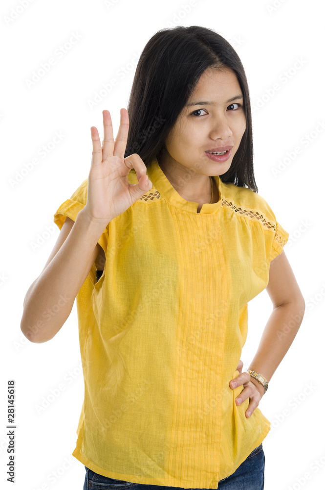 woman with ok sign