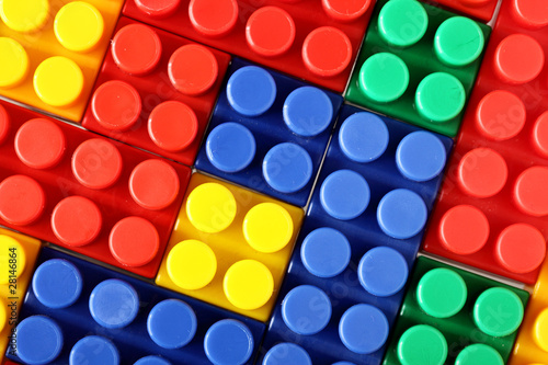 Grid of colorful plastic blocks