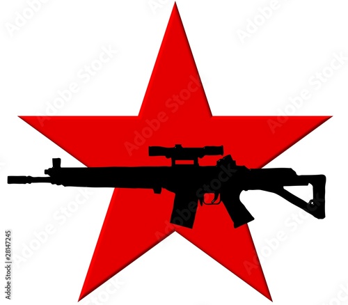 Roter Stern mit Maschinengewehr - Ähnlich RAF-Symbol