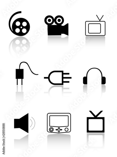 Cinema and TV icons. Cinema and TV signs