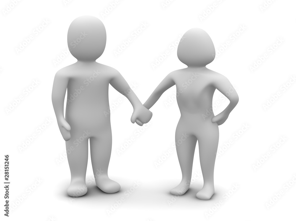 Couple in love. 3d rendered illustration isolated on white. Couple in love. 3d rendered illustration isolated on white.