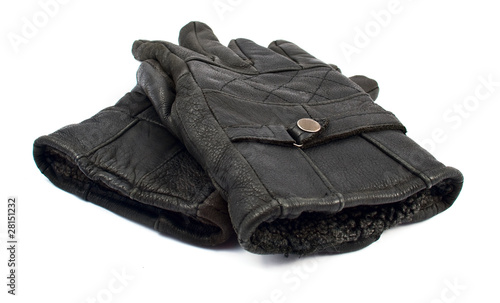 black leather gloves