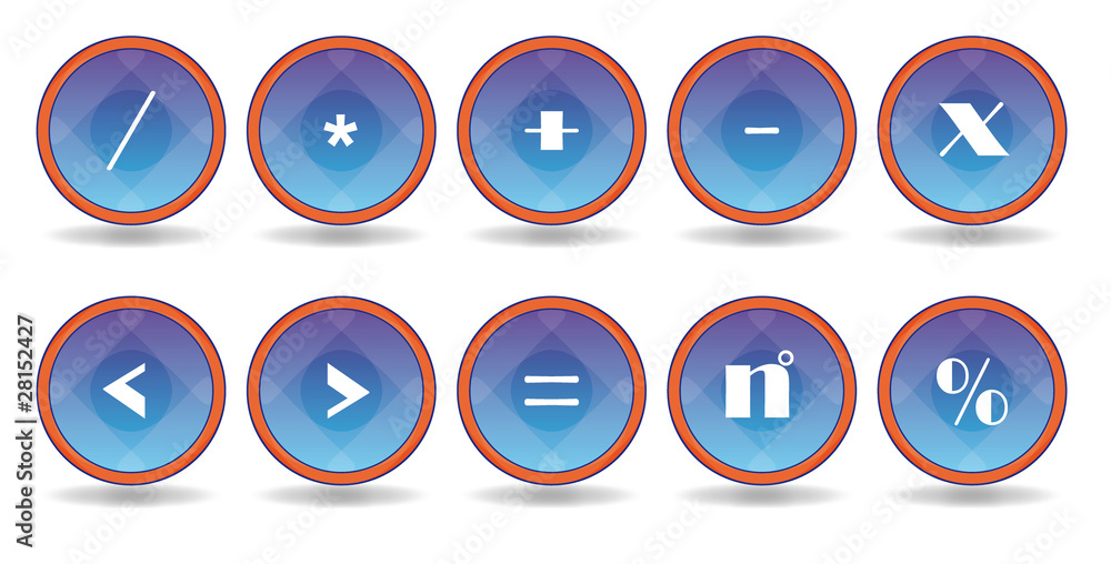 set blue icons with white symbol set blue icons with white symbol