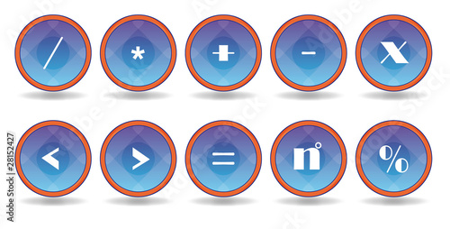 set blue icons with white symbol