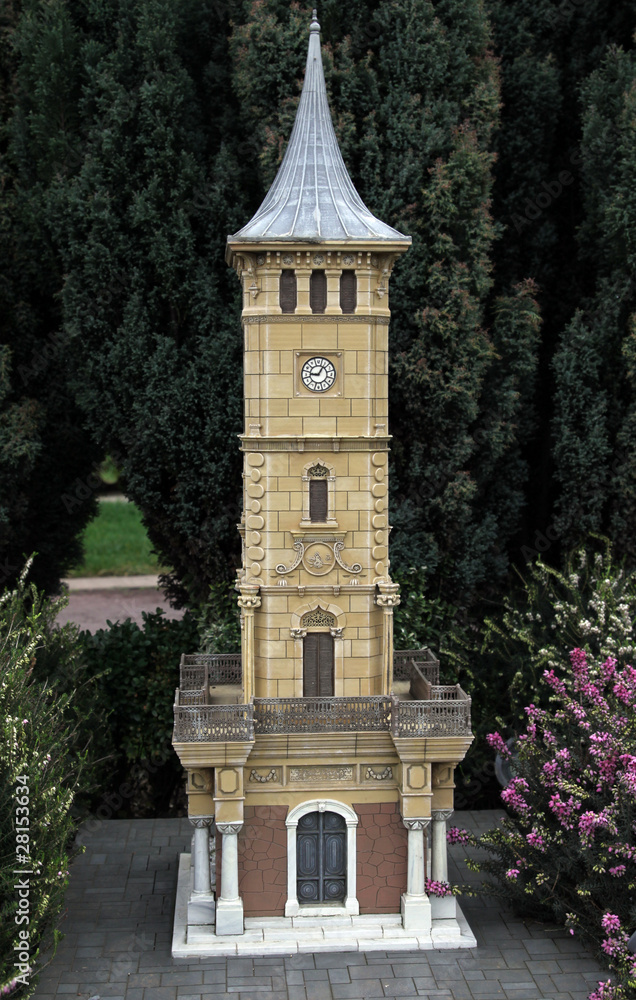Model Of izmit Clock Tower, Miniaturk Park, Istanbul.