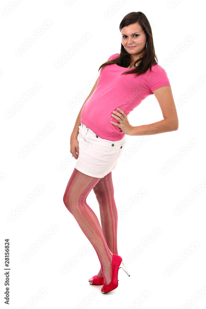 Sexy young girl with long legs isolated on white Sexy young girl with long legs isolated on white