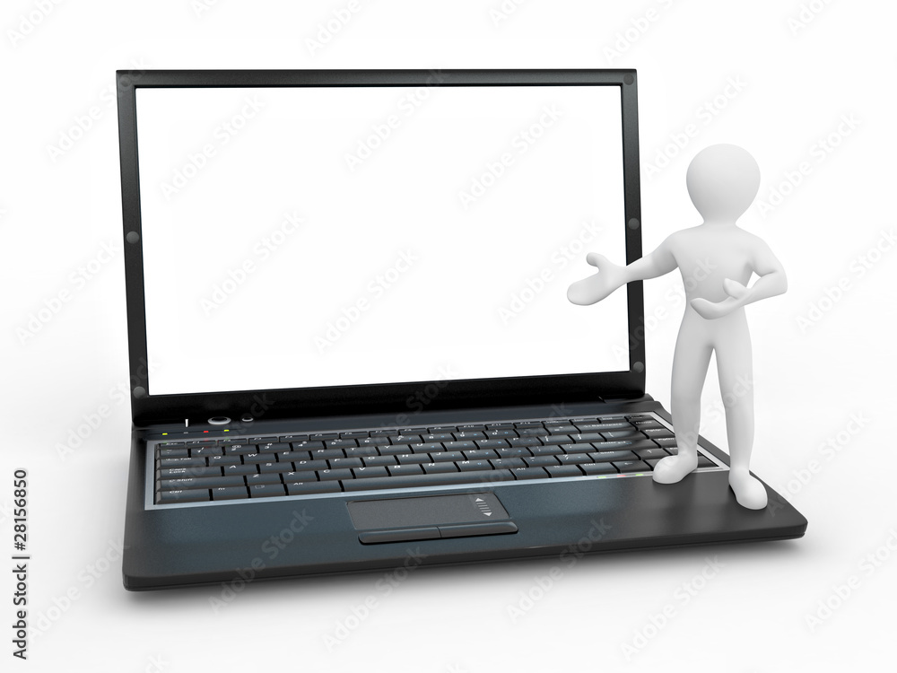 Man with laptop on white isolated background Man with laptop on white isolated background