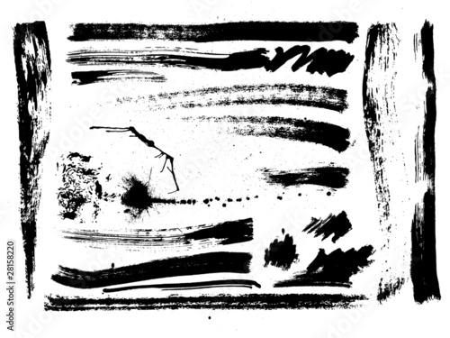 set of brush strokes, stains, splashes, vector