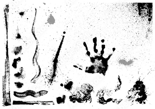 set of brush strokes, stains, splashes, vector