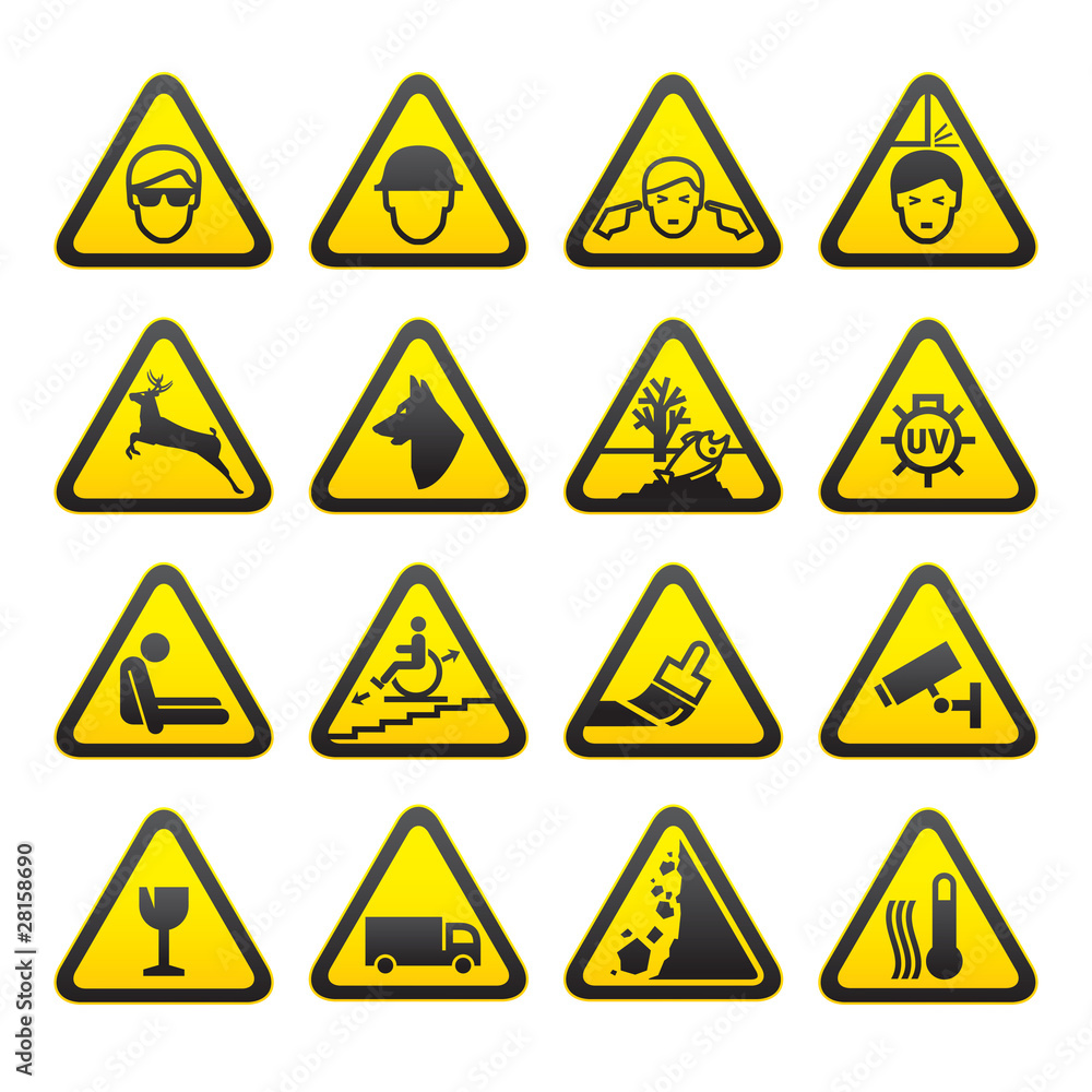 Warning Safety Signs Set Warning Safety Signs Set